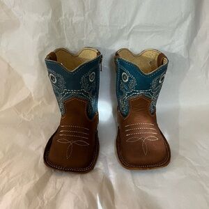 Baby Western Cowboy Boots - Brown and Blue SZ 1